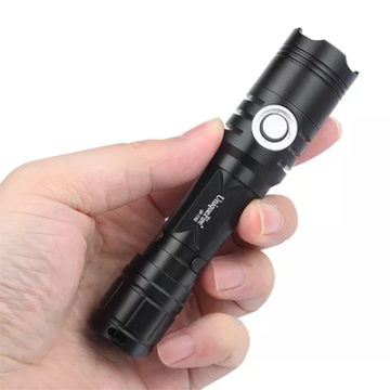 UF-1702 Mini USB Charging 10W Logo Custom Rechargeable Portable High Light Black Torch Multifunctional LED Flashlight