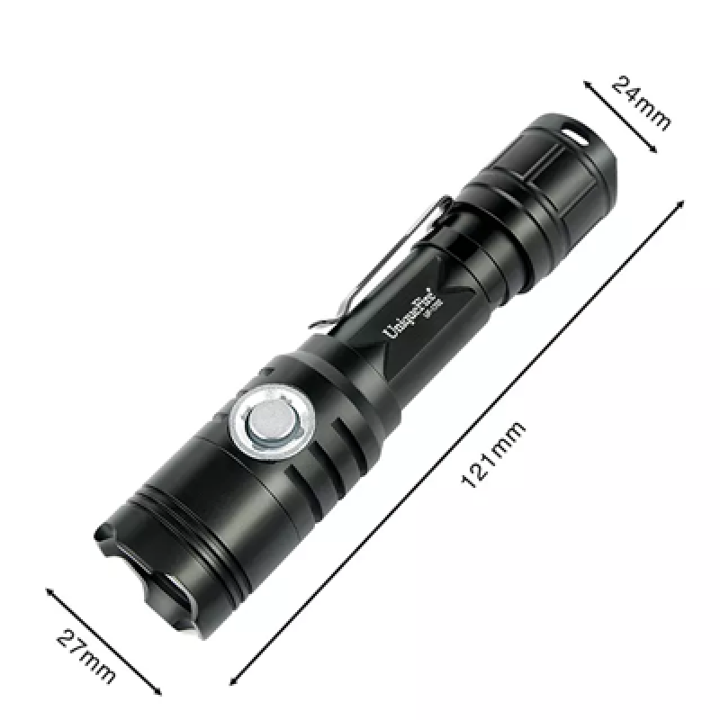 UF-1702 Mini USB Charging 10W Logo Custom Rechargeable Portable High Light Black Torch Multifunctional LED Flashlight