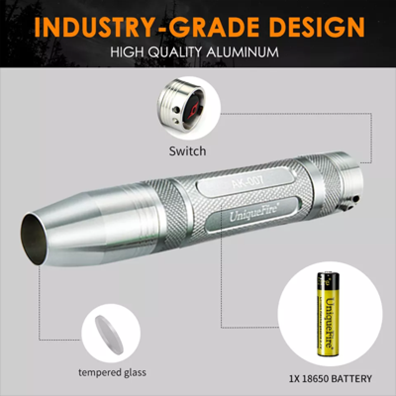 AK007 Aluminum Alloy 18650 240Lm Rechargeable Q5 7B Appraisal Yellow Led Light Jade Testing Led Torch Flashlight